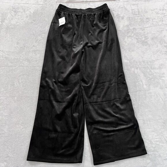 Forever 21 Wide Leg Velvet Pants 0X Plus High Rise Baggy NWT Black WOmens - Picture 2 of 12